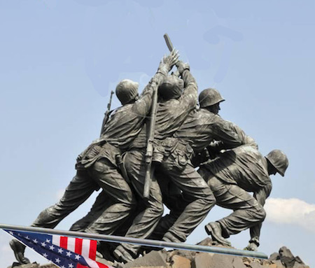 dropping the flag on Iwo Jima